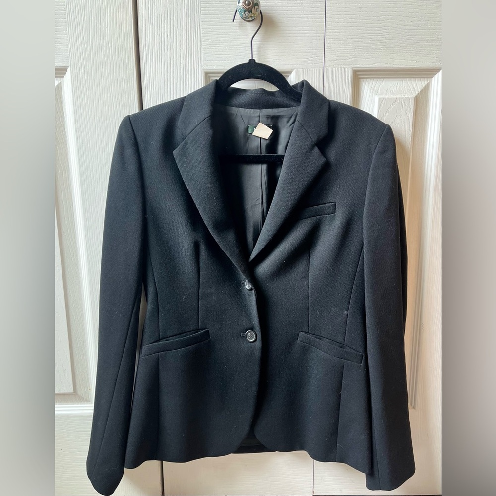 Black lined wool suit blazer
